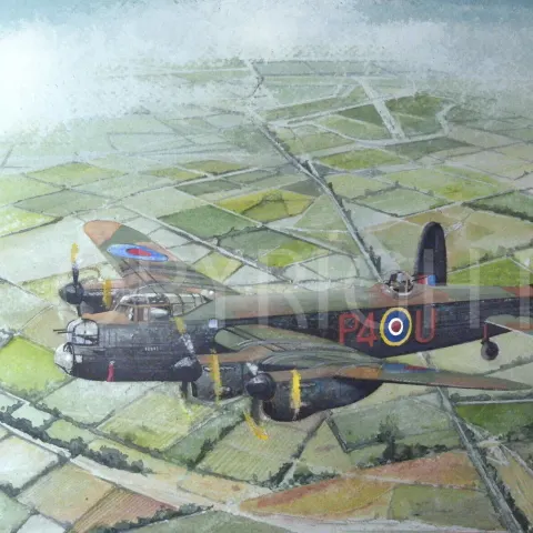 RAF WW2 153 Squadron Lancaster  In Flight Metal Wall Art