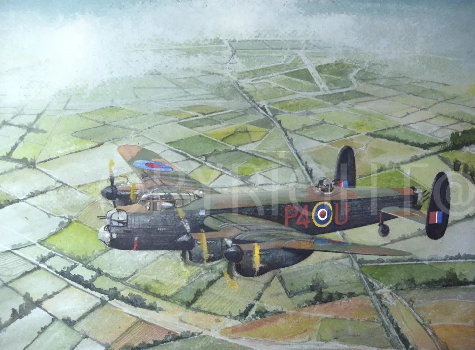 RAF WW2 153 Squadron Lancaster  In Flight Metal Wall Art