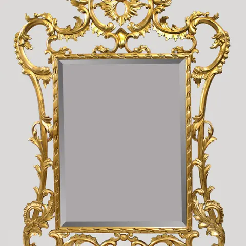 Ornately Hand Carved Giltwood Bevelled Glass Mirror