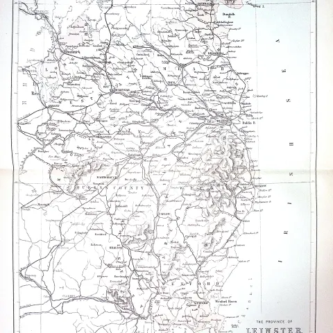 The Province of Leinster Ireland 150 Years-Old Coloured Antique 1875 Map-3