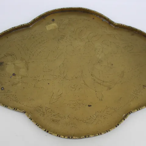 Vintage Brass Oriental Shaped Tray