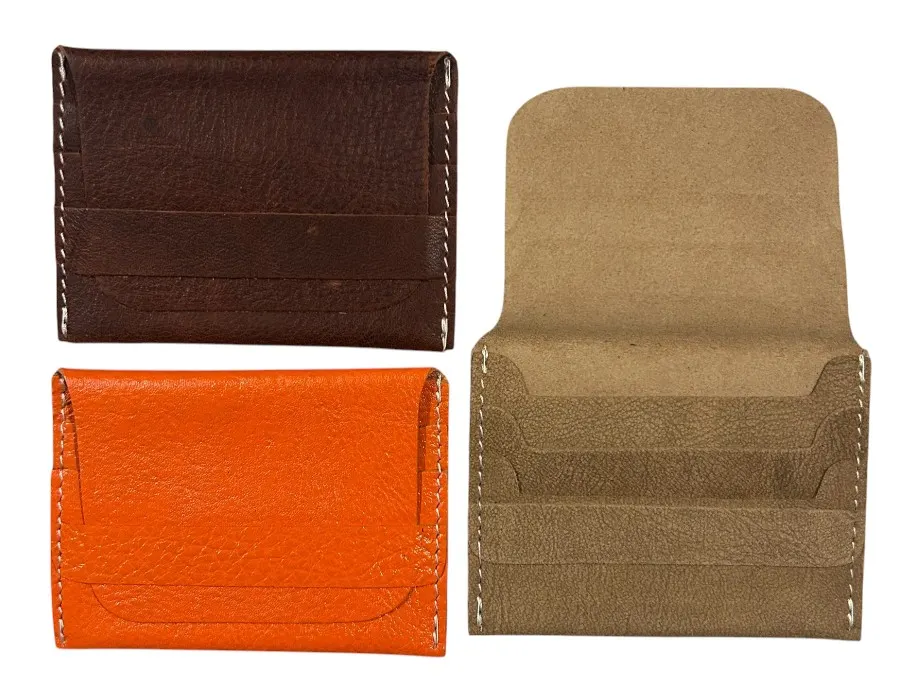 50 x Slim Real Leather Mini Card Holders In Various Colours Rrp £8