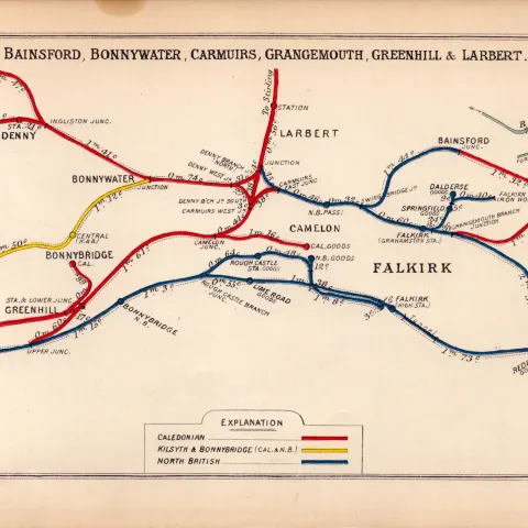 Falkirk Grangemouth Larbert Bonnybridge Scotland Antique Railway Diagram-31.