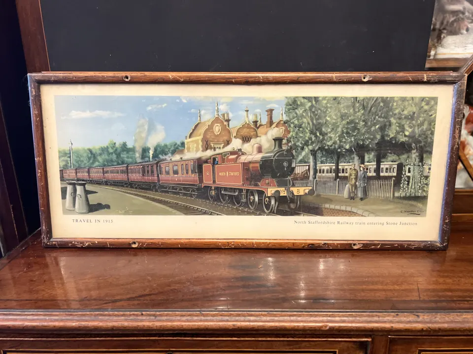Railwayana interest Original lithograph railway poster by  c Hamilton Ellis in original frame
