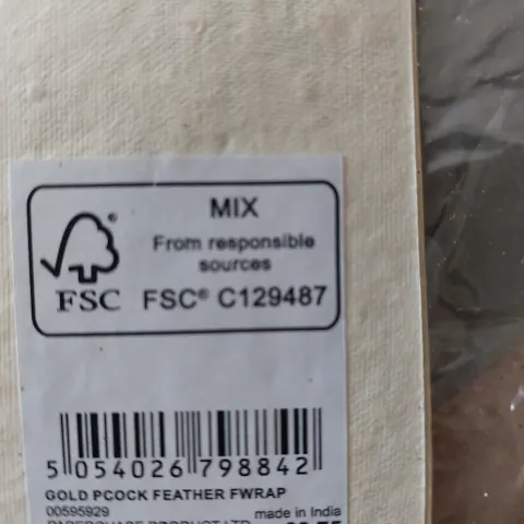 Gold Peacock feather high quality wrapping paper RRP £550.  200 sheets