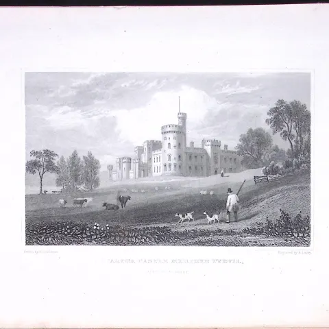 Wales-Merthyr Tydvil Castle Antique 166-Year-Old  Steel Engraving-7