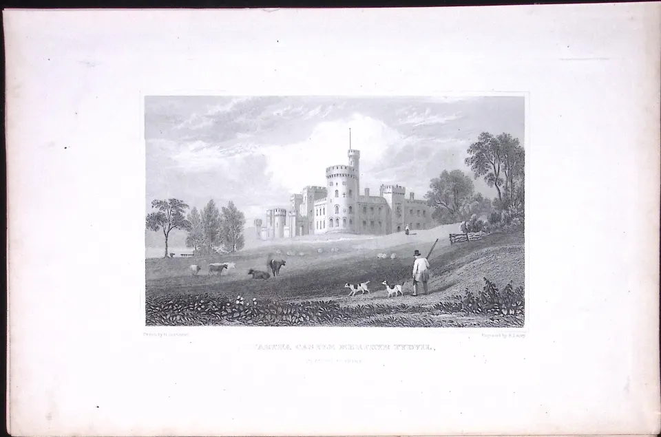 Wales-Merthyr Tydvil Castle Antique 166-Year-Old  Steel Engraving-7