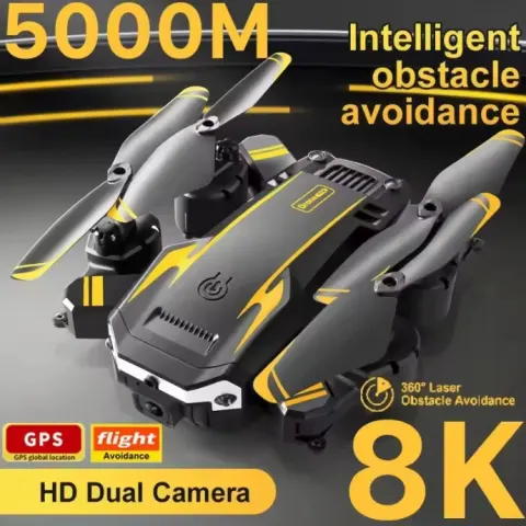 AeroGlow Yellow – Foldable Dual-Camera Drone With IR Obstacle Detection & Gesture Control