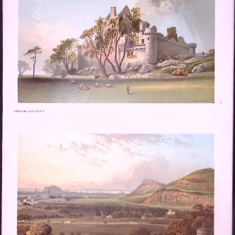 Scotland Edinburgh Craigmillar Castle Antique Coloured  Print-11