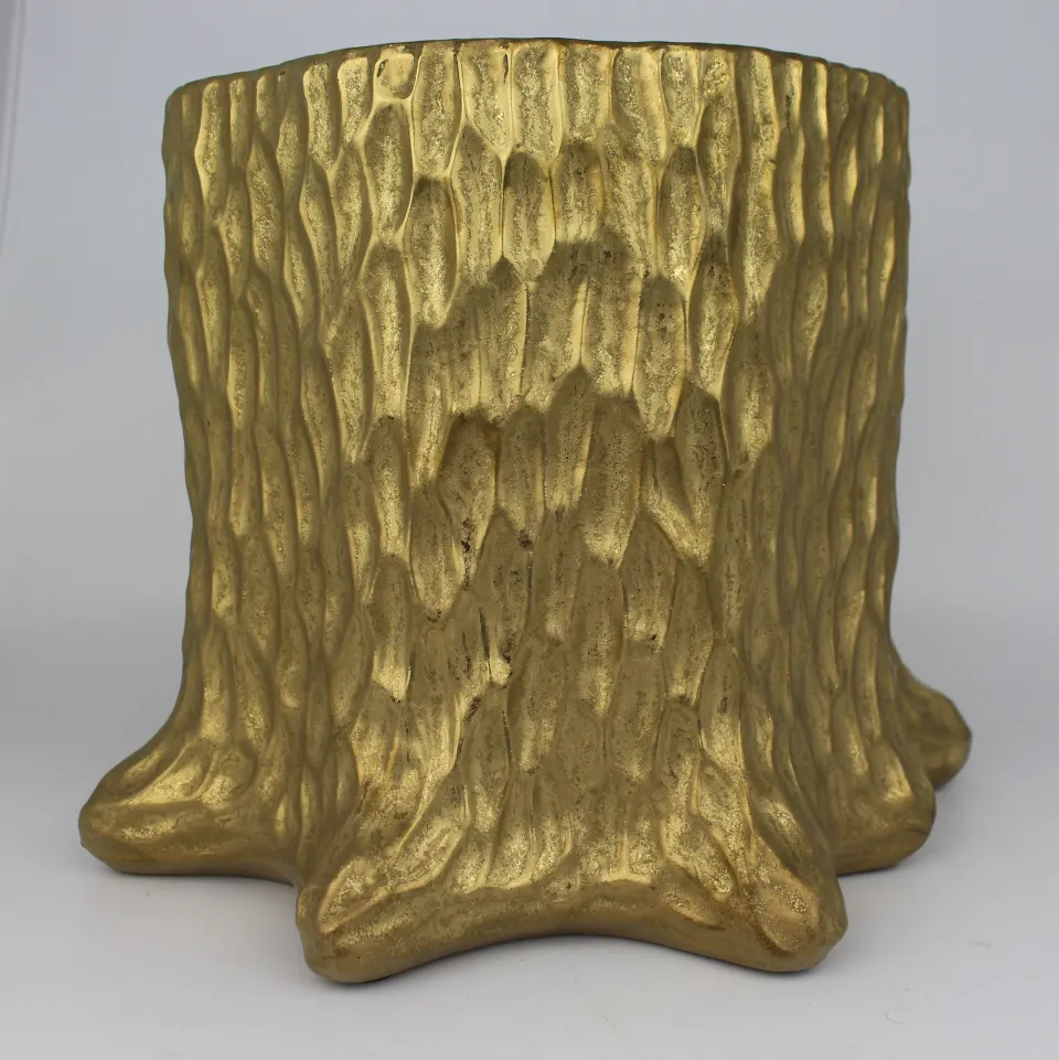 Decorative Gilt Tree Stump Form Planter
