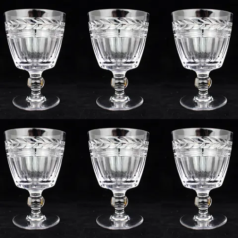 Set of 6 Fine Stuart Crystal Senator Pattern Goblets