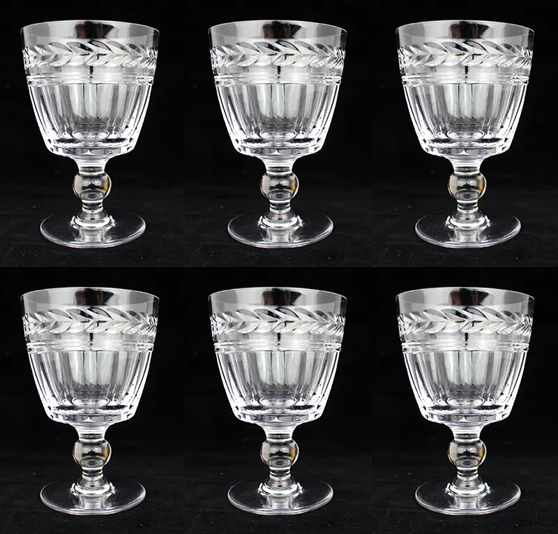 Set of 6 Fine Stuart Crystal Senator Pattern Goblets