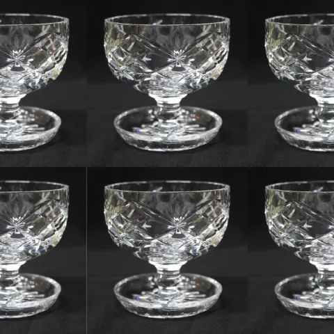 Set of 6 Vintage Cut Glass Crystal Sundae Dishes