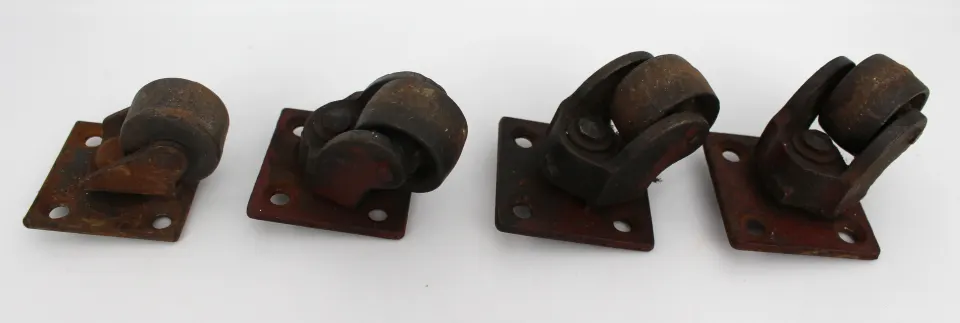 Set of 4 Antique Metal Casters Wheels