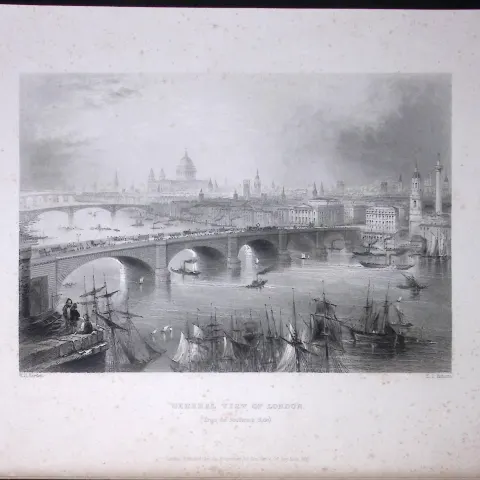 London General View WH Bartlett 183 Years-Old Antique Steel Engraving-5
