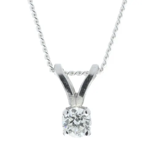 9ct White Gold Single Stone Claw Set Diamond Pendant 0.10