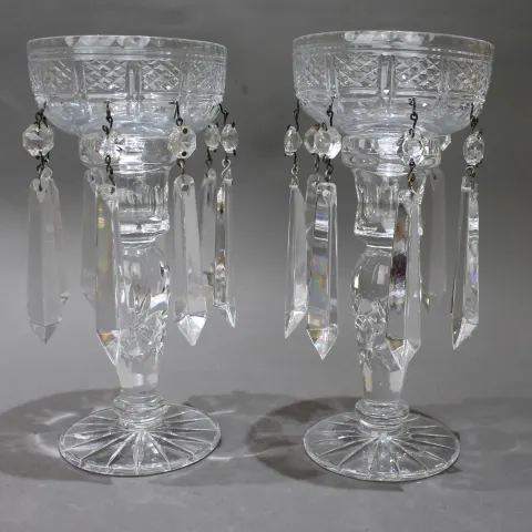 Pair of Cut Glass Crystal Lustres