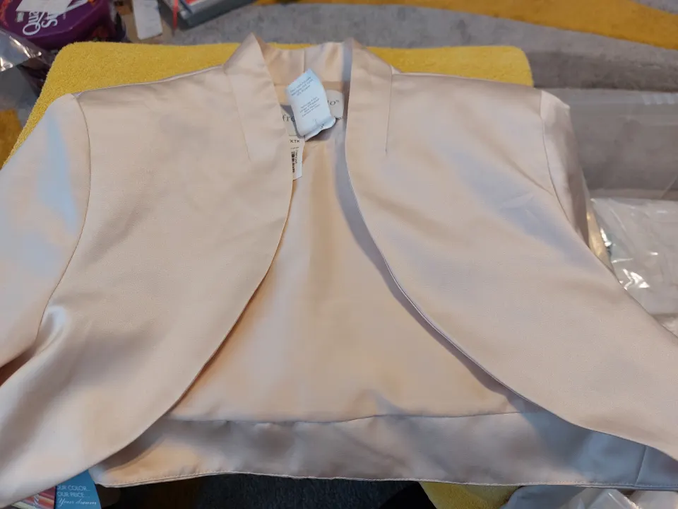 Adult Formal Satin Jacket Bolero Size 16 Champagne