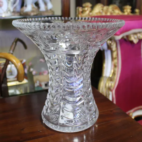 Quality Heavy Cut Glass Vase