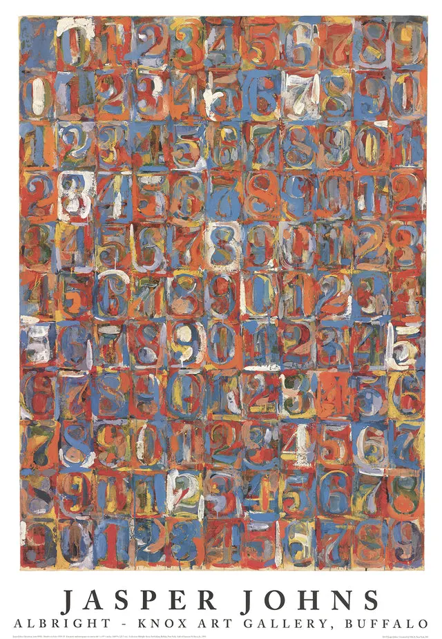 Jasper John 'Numbers In Color' 1976 Exhibition Poster Albright-Knox Art Museum, Buffalo USA