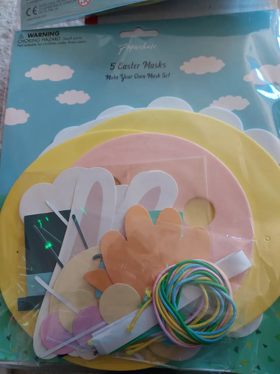 Easter Face Masks, Packs of 5.  Total 24 packs approx RRP £100