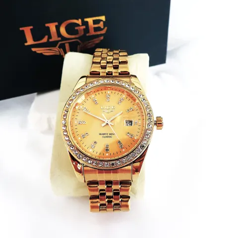 LIGE Men's Bracelet Watch Quartz Movement 41mm Dial 'New Boxed'