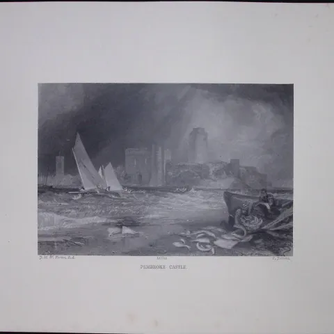 J.M.W Turner Rare “Pembroke Castle Wales” 1873 Picturesque Views in England-24