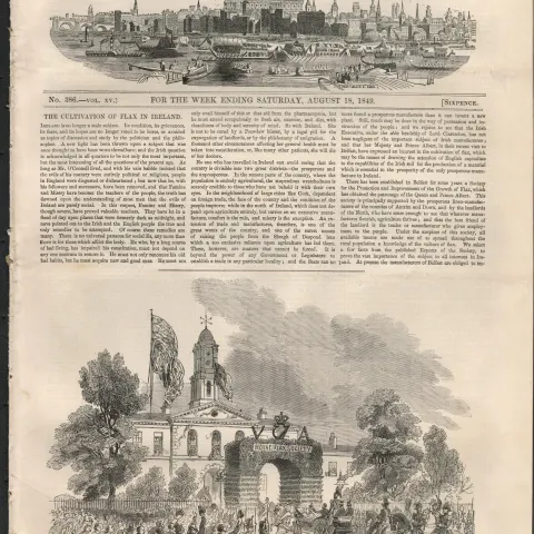 Queen Victoria Visit Belfast Linen Hall 1849 Antique Woodgrain Print