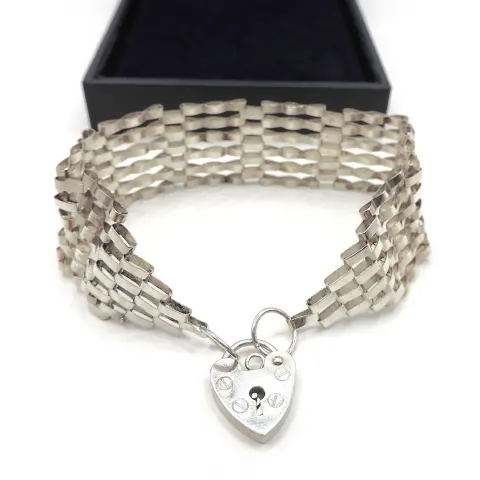 Vintage Sterling Silver 6 Bar Gate Bracelet Hallmark Date 1979 With Gift Box