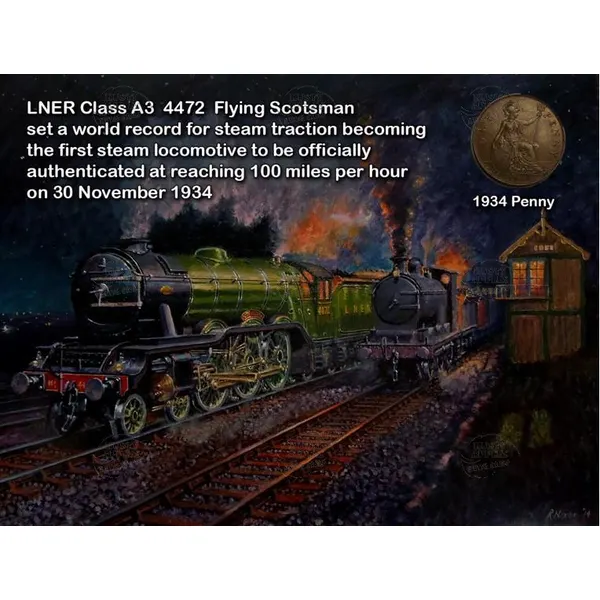 Flying Scotsman Train 100 mph 1934 Speed Record Metal Art Coin Set 3