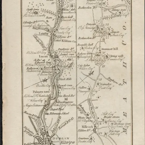 Taylor & Skinner 1777 Ireland Map Dublin Palmerstown Lucan Lexlip Maynooth.