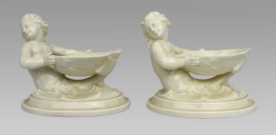 Pair of Royal Worcester Blanc de Chine Salt Dishes 349 c.1962/63
