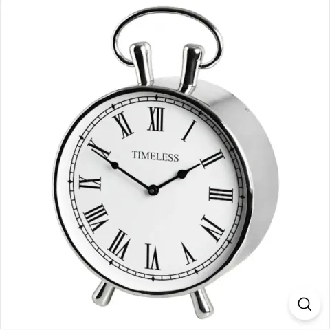 41cm Silver Round Mantle Clock x 2
