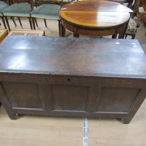 Late 17th c. Oak Three Panel Coffer