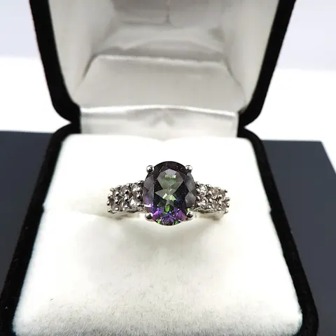  Sterling Silver Mystic Topaz Ring New With Gift Pouch