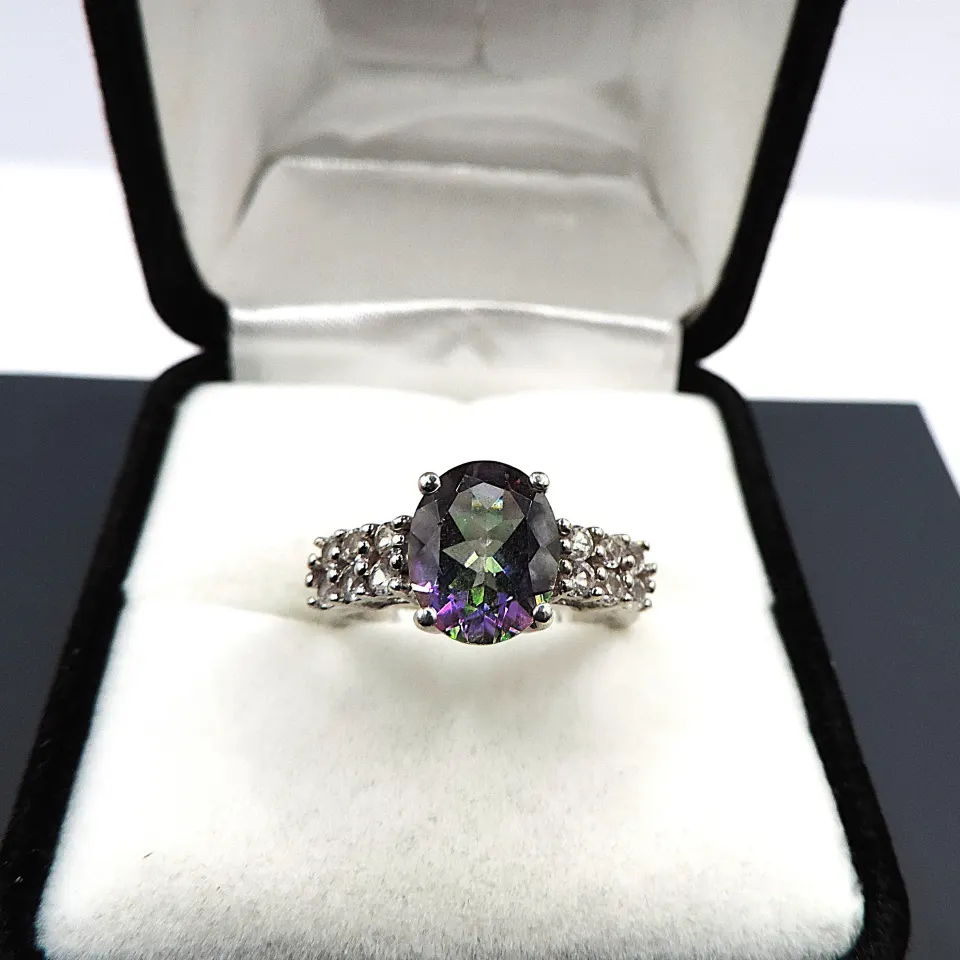  Sterling Silver Mystic Topaz Ring New With Gift Pouch