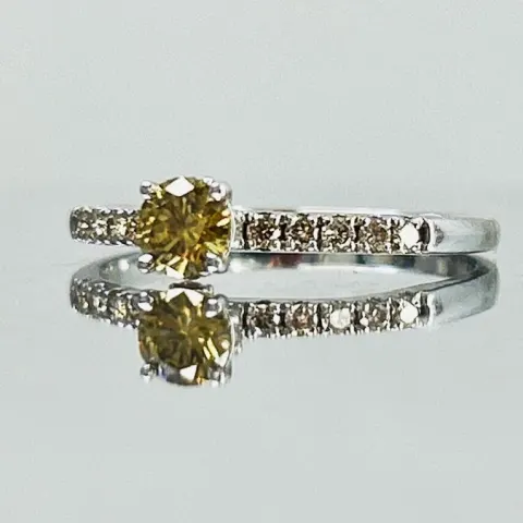 Beautiful Natural 0.44 CT Natural Solitaire champagne Diamond Ring With 18k Gold