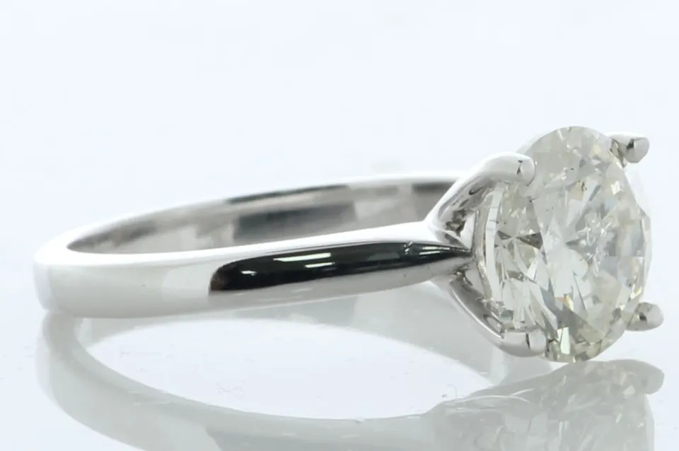 18ct White Gold Single Stone Prong Set Diamond Ring 2.67 Carats