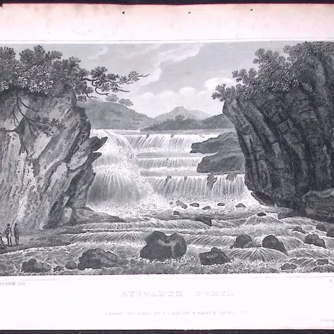 Aysgarth Force Yorkshire 198 Years-Old Thomas Allen Antique Steel Engraving-10