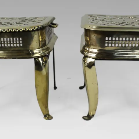 Pair of Antique Georgian Pierced Brass Footmen Trivets