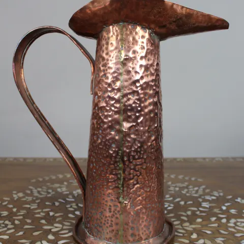 Large Arts & Crafts Hammered Copper Jug, c.1900