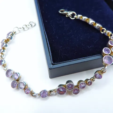 Vintage Sterling Silver 5 Carat Amethyst Bracelet