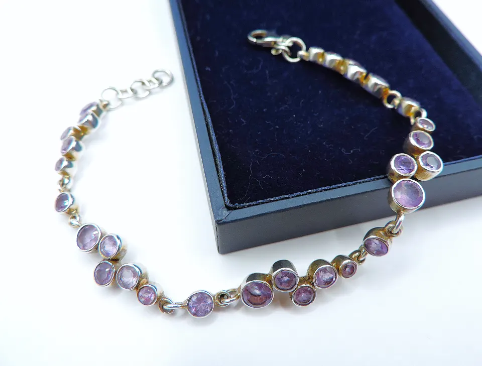 Vintage Sterling Silver 5 Carat Amethyst Bracelet