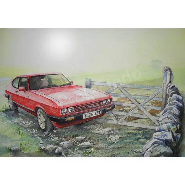 Ford Capri Red 1970's Iconic Nostalgic British Cars Metal Wall Art