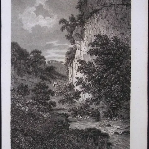 Chee Tor Peak District Antique 223 Years-Old Georgian Steel-Engraving-285