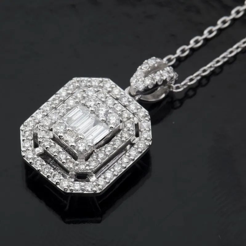 Certificated 14K White Gold Diamond Necklace / Total 0.56 ct