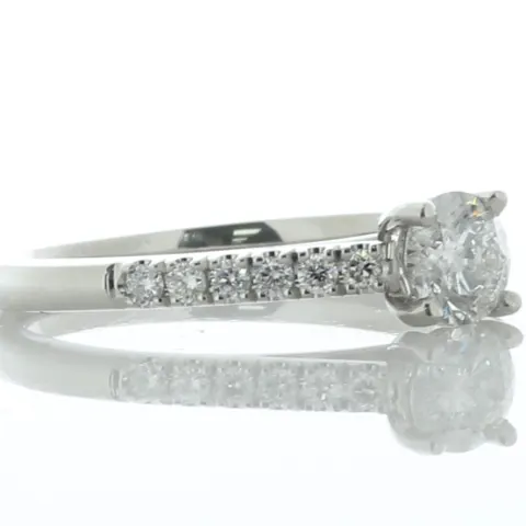 Platinum Single Stone With Stone Set Shoulders Diamond Ring (0.53) 0.74 Carats