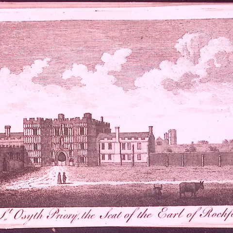 Essex St Osyth Priory Rare 1776 Georgian Copper Plate Antique Engraving -86