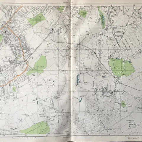 Bacons London & Suburbs Rare Vintage Map South Norwood West Wickham Shirley.