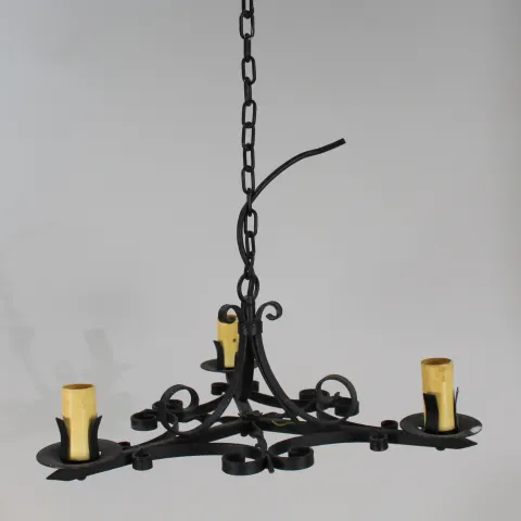 Wrought Iron Three Light Chandelier